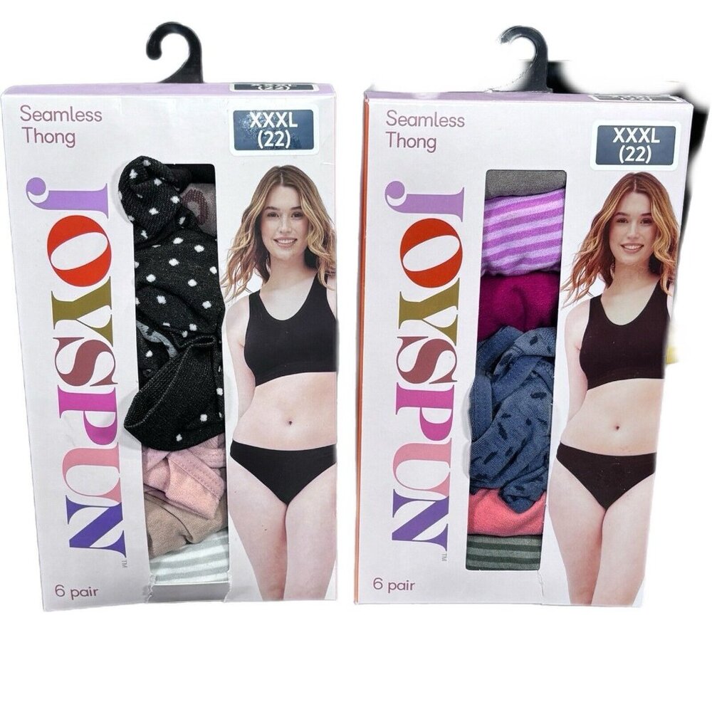 Joyspun Women's Seamless Thong Size XXXL 22 multicolor Set Of 2 Total 12 Thongs